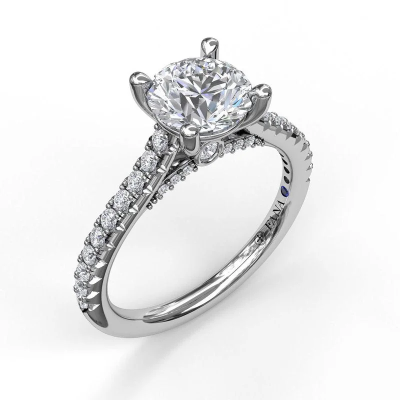 Ladies engagement rings luxurious halo bands-Classic Diamond Engagement Ring with Beautiful Side Detail