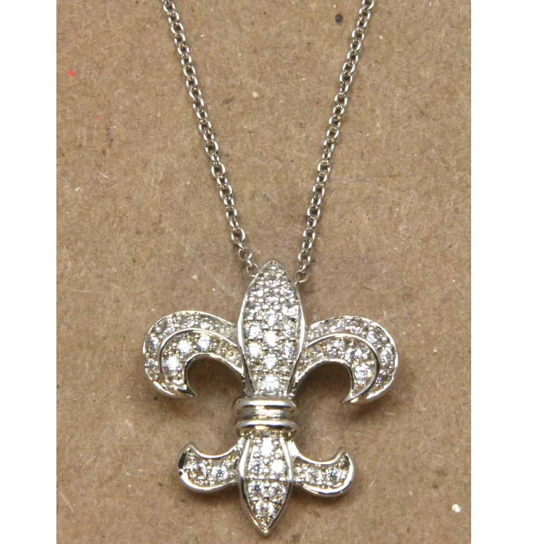 Ladies necklaces pop art necklaces-Fleur De Lis Necklace Sterling Silver