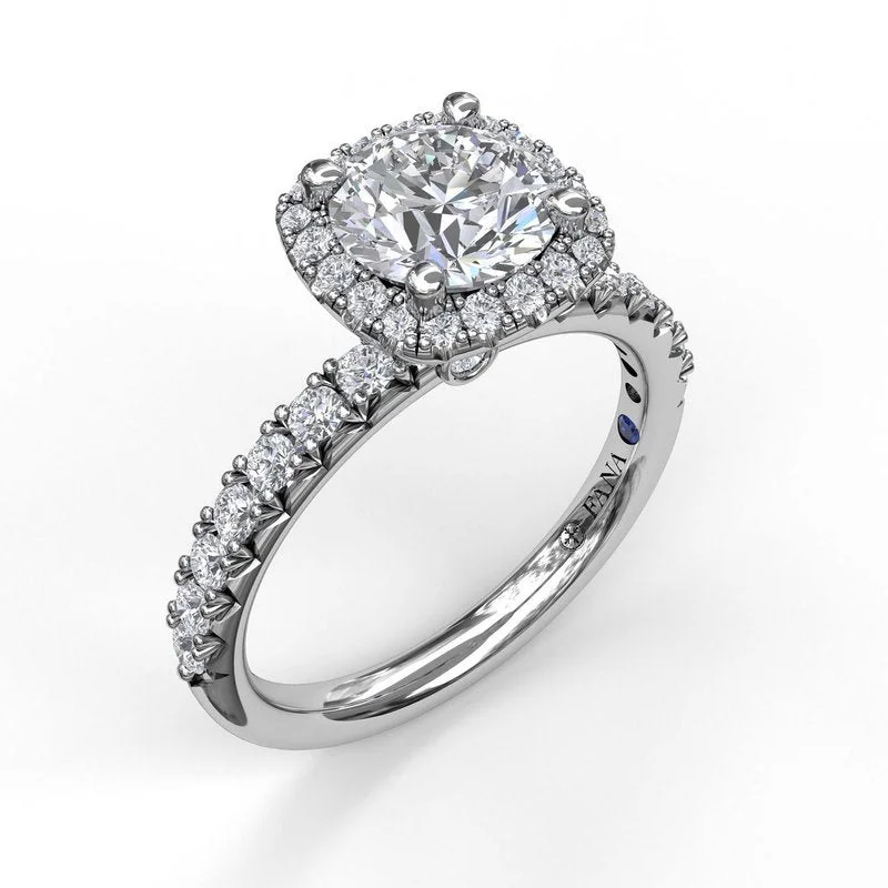 Ladies engagement rings holiday proposals-Classic Diamond Halo Engagement Ring with a Gorgeous Side Profile