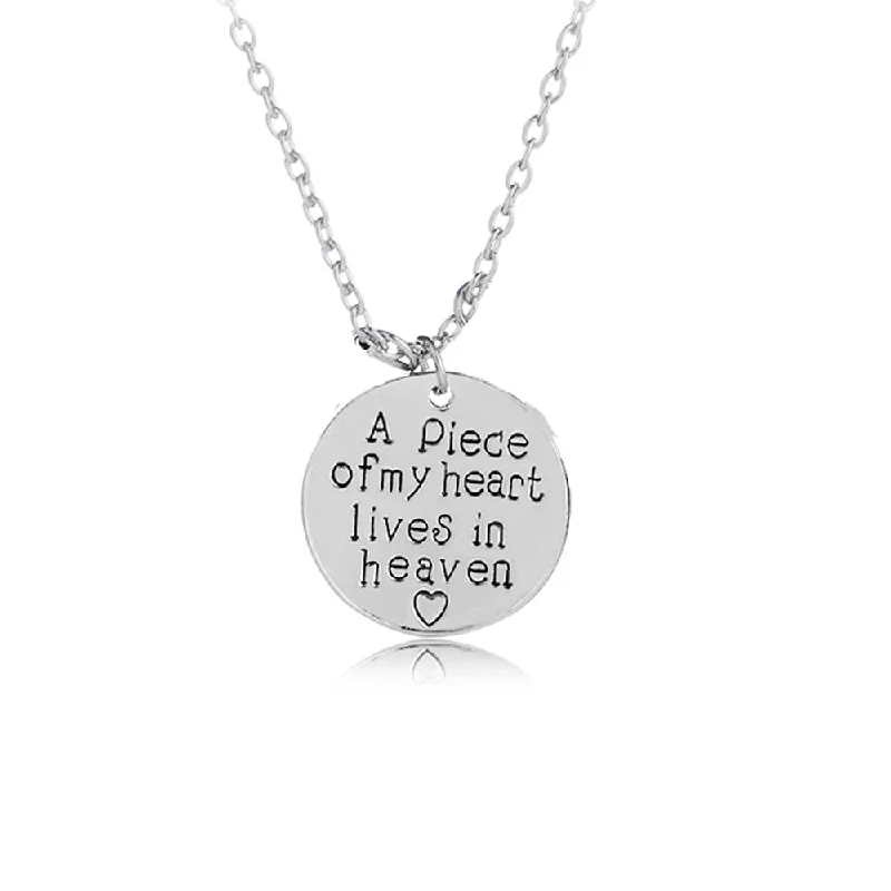 Ladies necklaces Independence Day designs-inch  a piece of my heart lives in heaveninch  Memorial Necklace & Pendant for Your Lost Ones Sympathy Gift