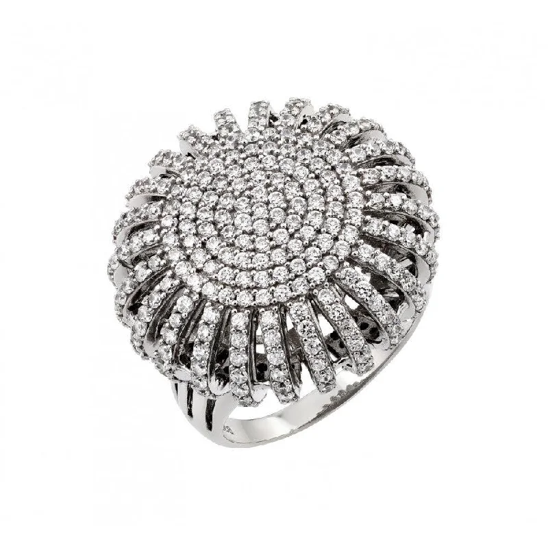 Ladies rings natural stone designs-Silver 925 Rhodium Plated Micro Pave CZ Ring - GMR00026