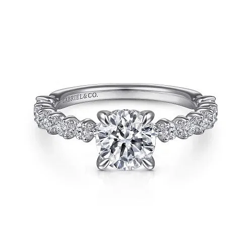 Ladies engagement rings large halo styles-Zelmira - 14K White Gold Round Diamond Engagement Ring (Setting Only)