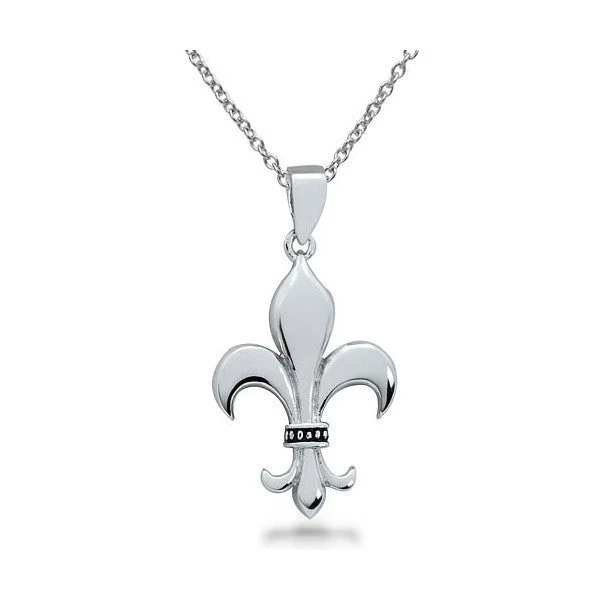 Ladies necklaces bespoke jewelry picks-Fleur De Lis Necklace Sterling Silver