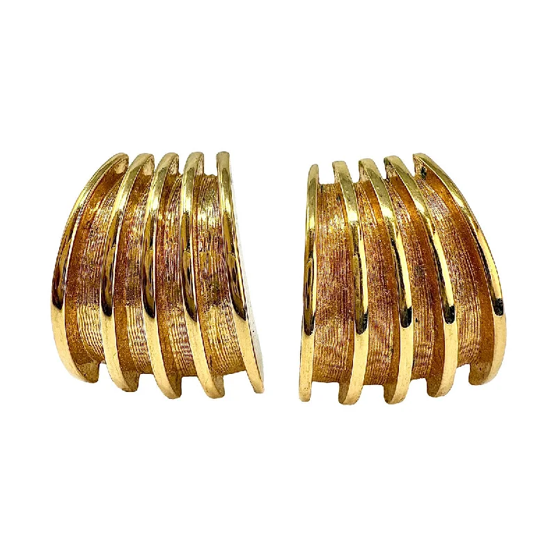 Ladies earrings monochromatic styles-St. John Ribbed Clip-on Earrings