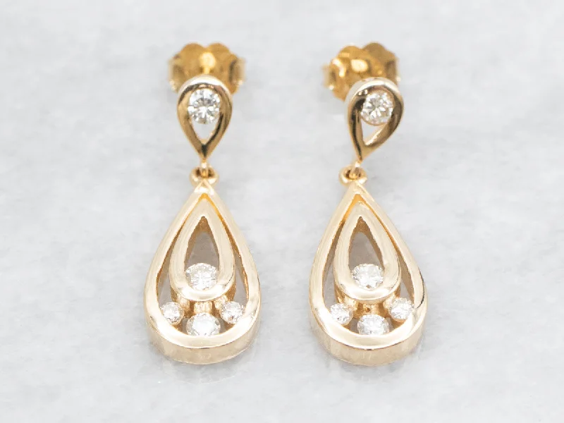 Ladies earrings Valentine’s Day specials-Teardrop Shaped Diamond Drop Earrings