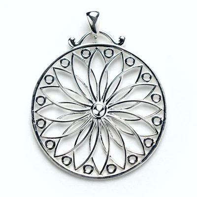 Ladies earrings comfort fit styles-"Southern Gates" Sunburst Pendant and Earrings in Sterling Silver.