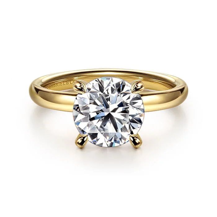 Ladies engagement rings geometric solitaires-Unite - 14K Yellow Gold Round Solitaire Diamond Engagement Ring (Setting Only)