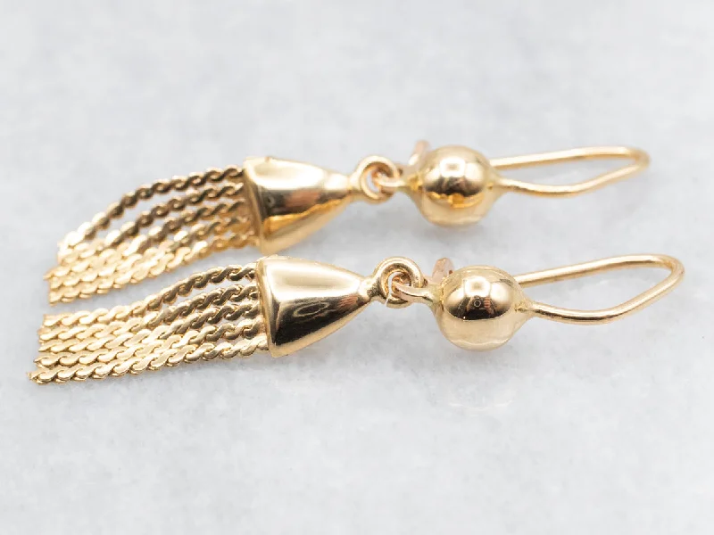 Ladies earrings oxidized finish styles-Polished 18-Karat Italian Gold Tassel Drop Earrings