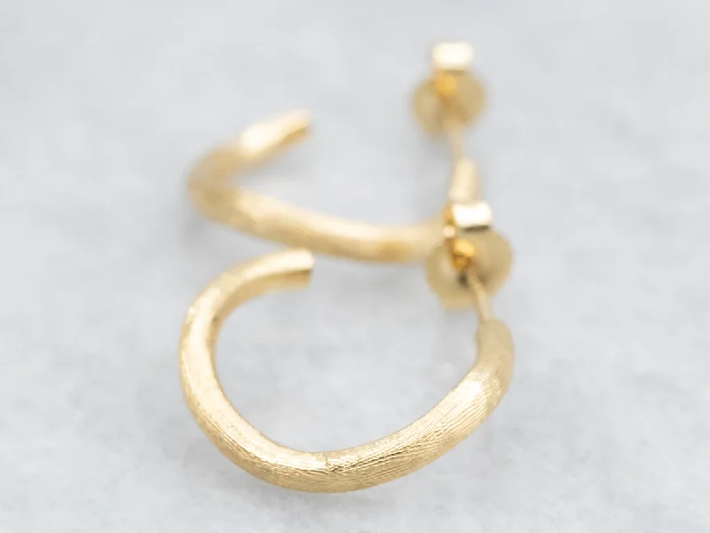 Ladies earrings everyday glamour styles-Brushed Gold Hoop Earrings