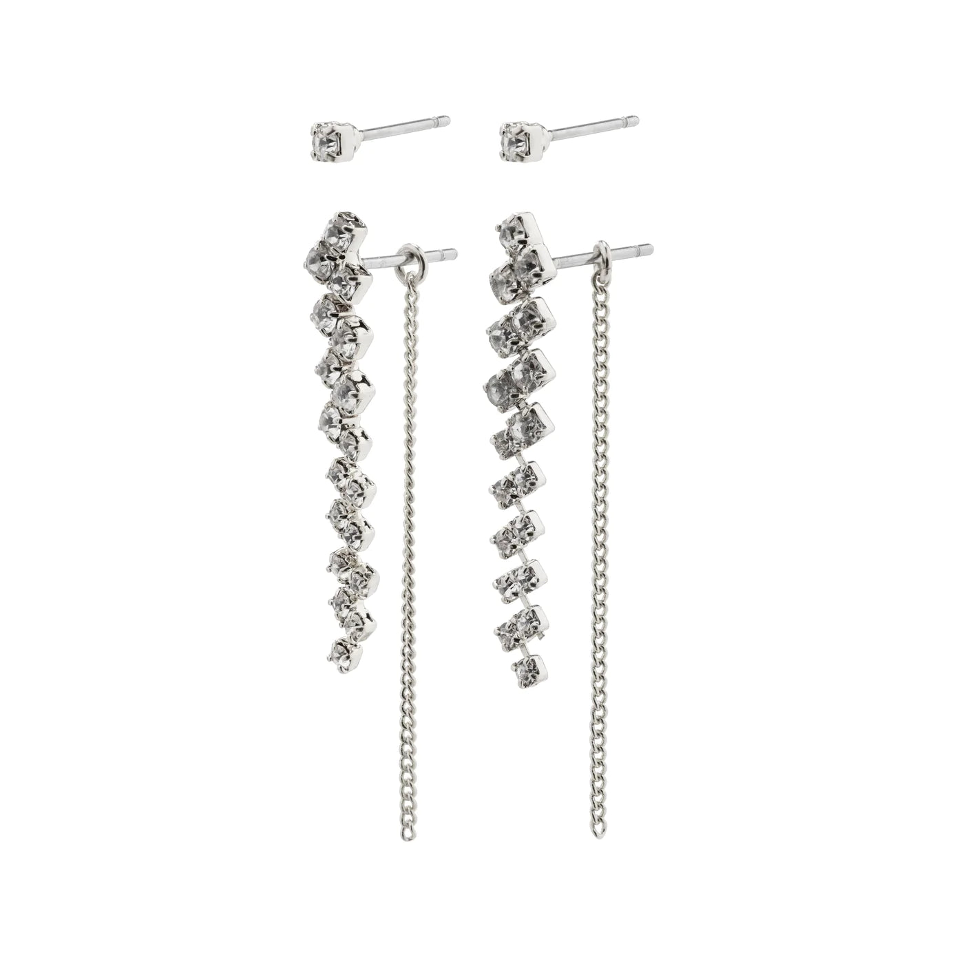 Ladies earrings muted tone earrings-Jolene Silver Plated Crystal Earring Set