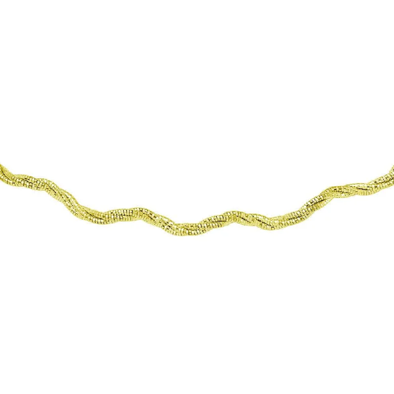 Ladies rings ethical diamond styles-Gold Plated 925 Sterling Silver3 Layer Wave Omega Spring Chain 2.7mm - CH919 GP