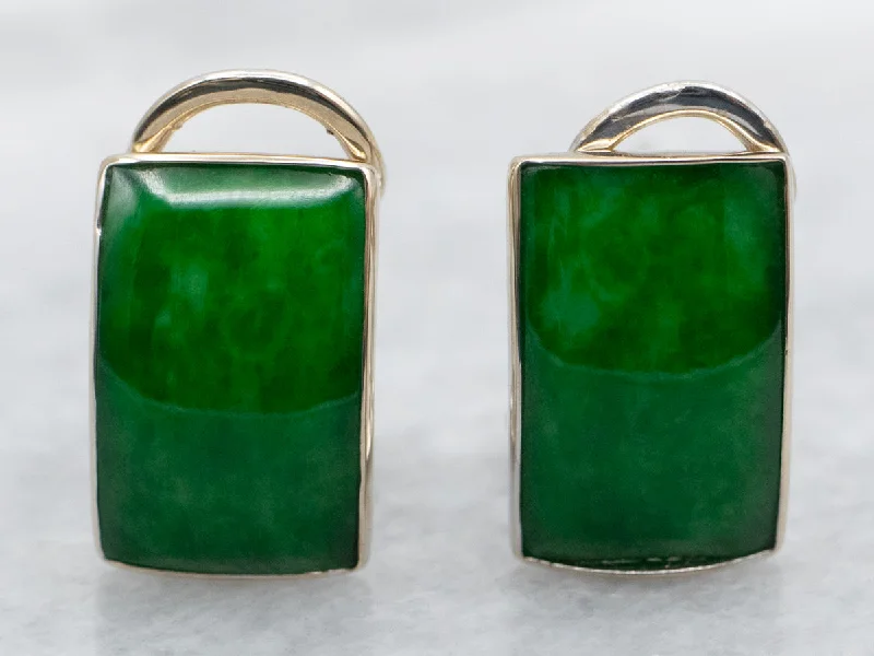 Ladies earrings impressionist vibe earrings-Jadeite Stud Earrings with Omega Backs