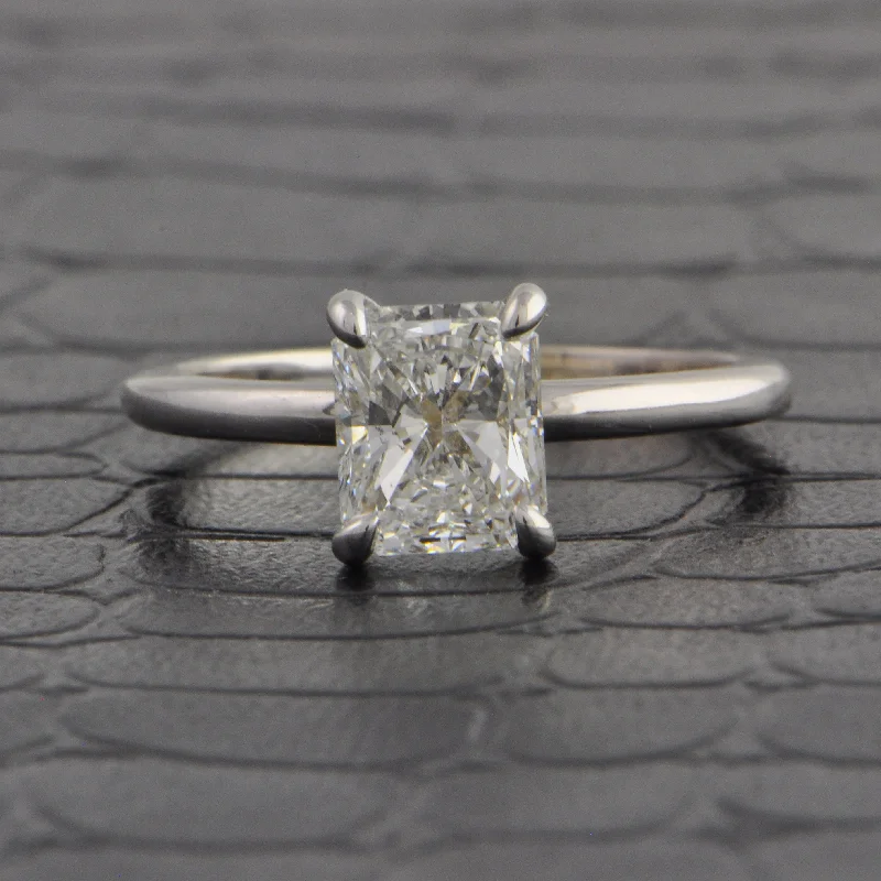 Ladies engagement rings wire-wrapped solitaires-GIA 1.52 ct. Radiant Cut Diamond Engagement Ring