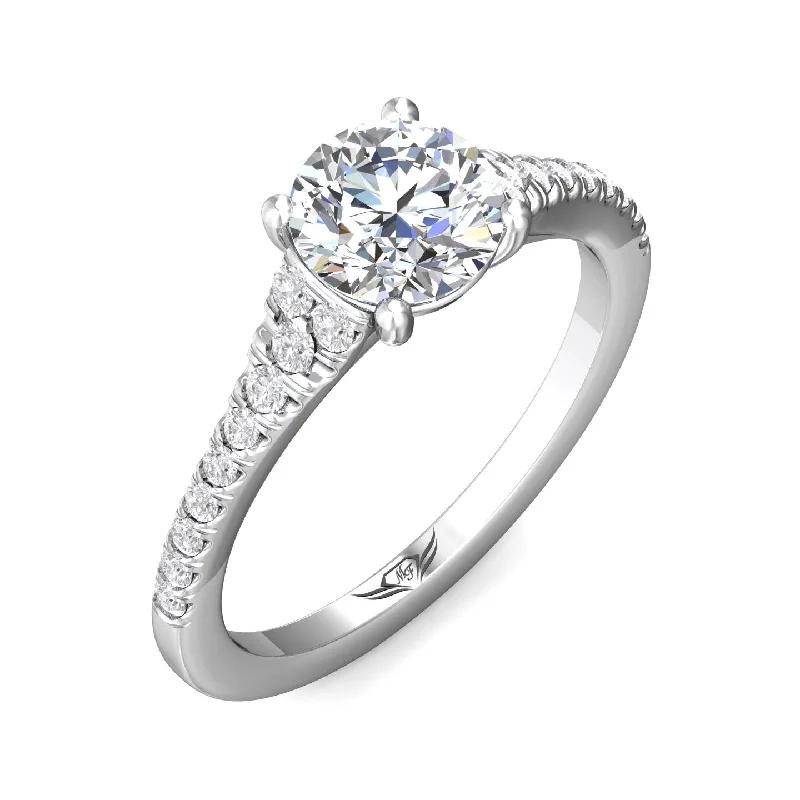 Ladies engagement rings anniversary halos-Side Stone Cathedral Engagement Ring