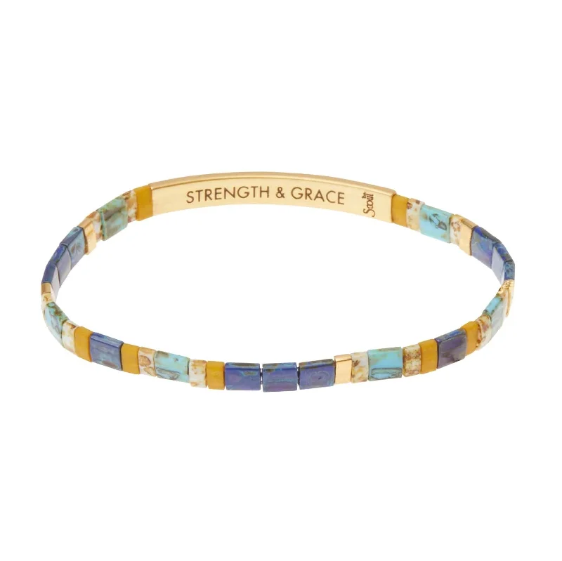 Ladies bracelets summer vibe bracelets-Good Karma Miyuki Bracelet | Strength & Grace - Indigo/Gold