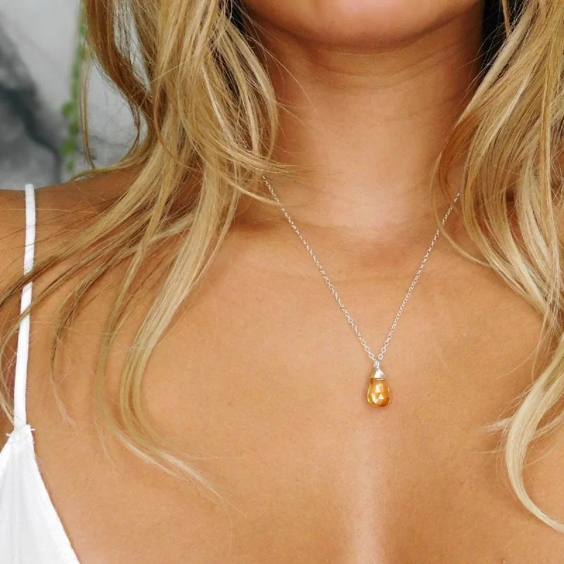 Ladies necklaces heart cut styles-Citrine Drop Necklace