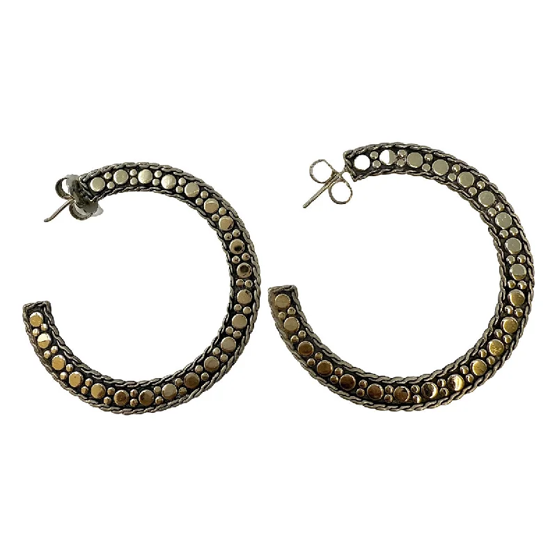 Ladies earrings adjustable fit earrings-John Hardy Flat Dot Two-tone Hoop Earrings