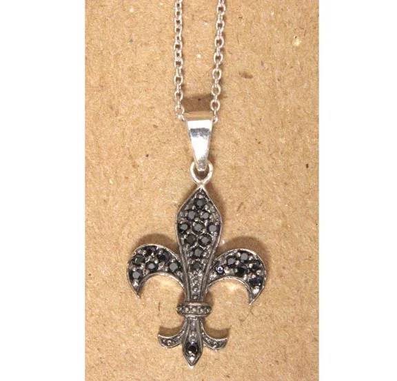 Ladies necklaces rococo elegance necklaces-Fleur De Lis Necklace Sterling Silver