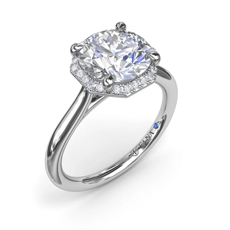 Ladies engagement rings oval diamond-Octagon Halo Diamond Engagement Ring