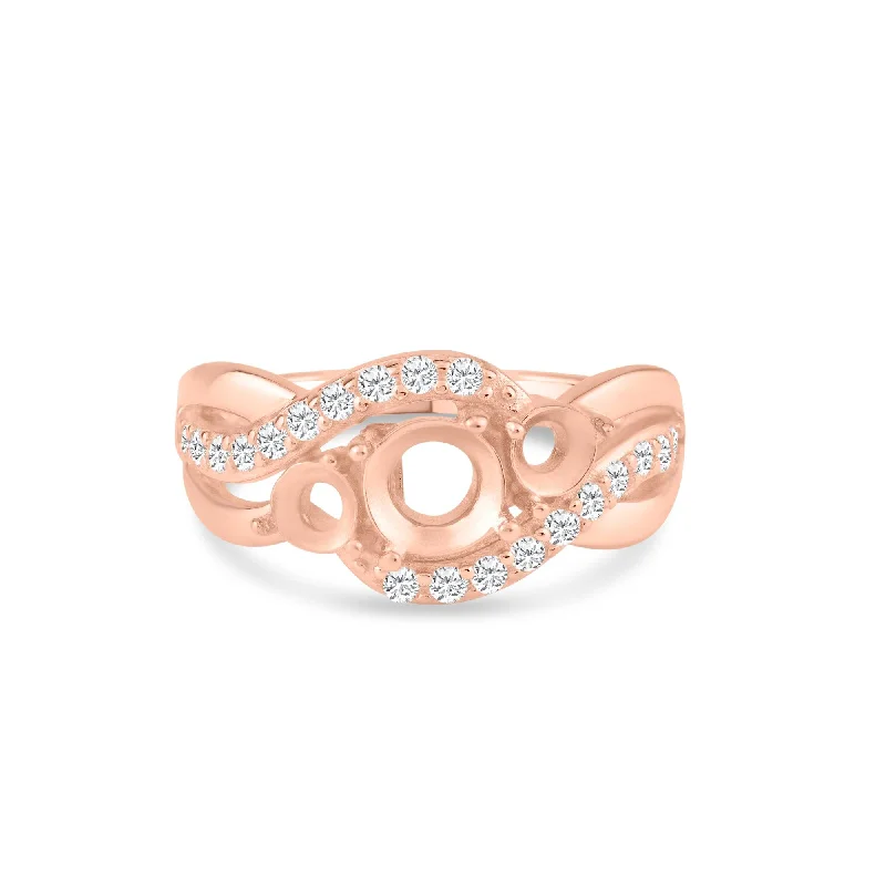 Ladies rings nameplate design rings-Rose Gold Plated 925 Sterling Silver 3 Mounting Stones Taper Shank Ring - BGR00813RGP