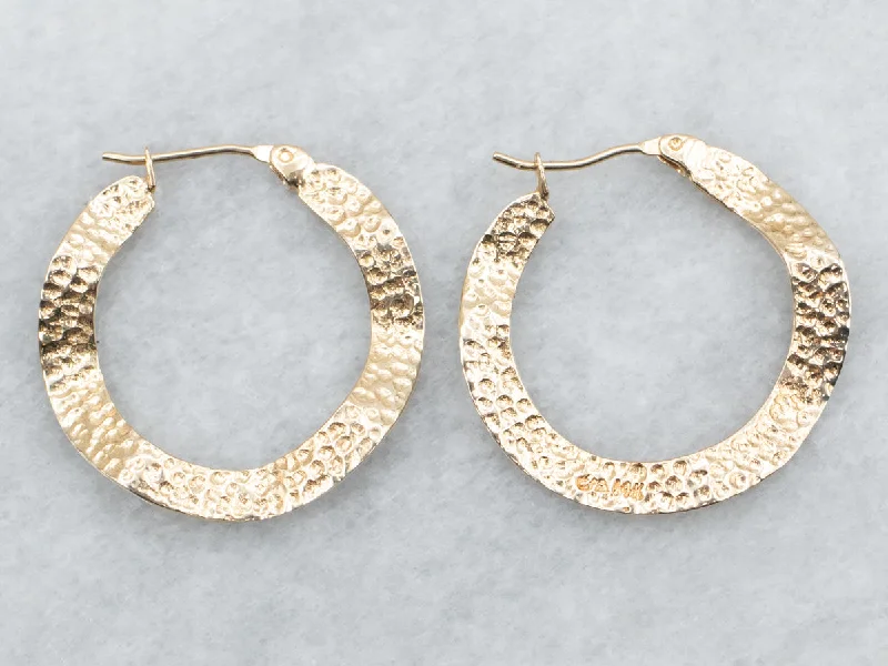 Ladies earrings travel-friendly designs-Textured Wave Hoop Earrings