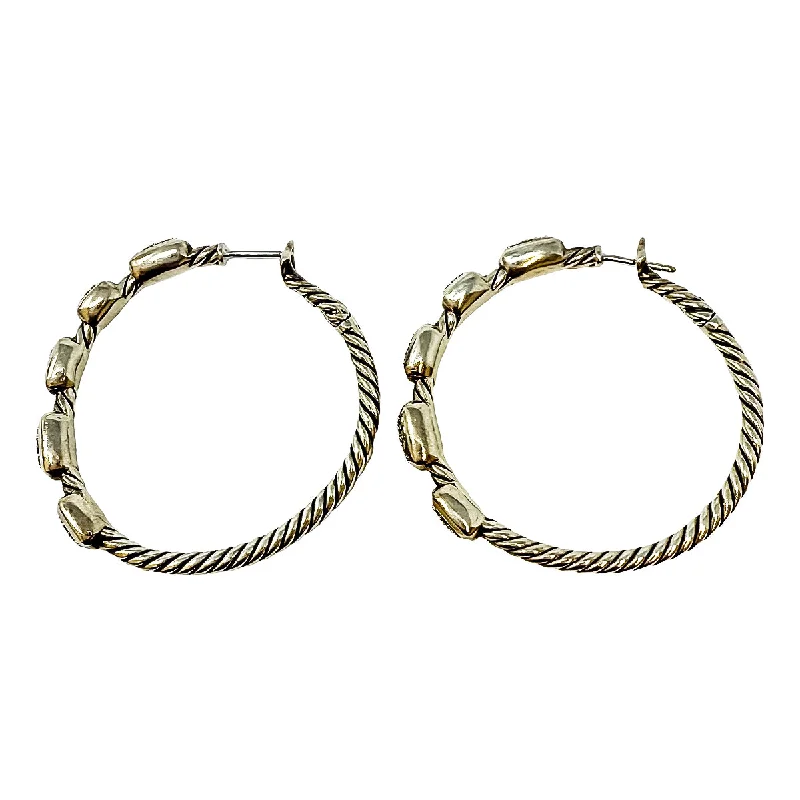 Ladies earrings sci-fi inspired earrings-David Yurman Sterling Silver Confetti Diamond Hoop Earrings