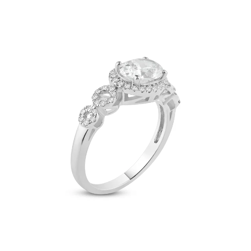 Ladies rings oxidized finish rings-Silver 925 Rhodium Plated Micro Pave Clear Cluster CZ Ring - ACR00033