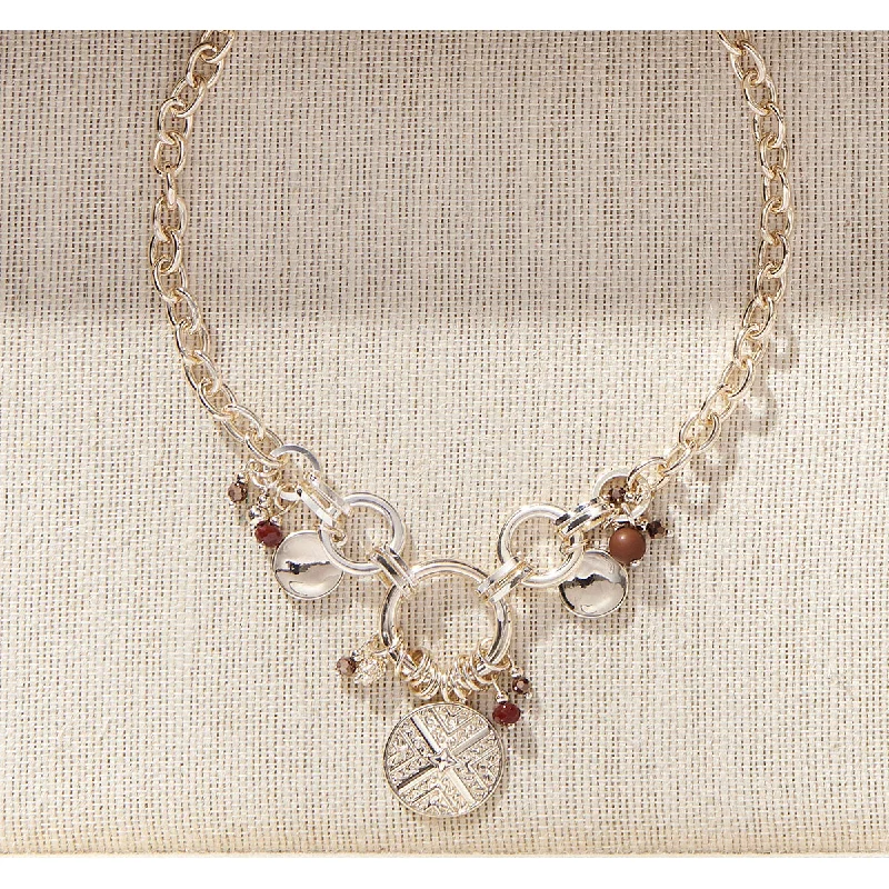 Ladies necklaces worldwide fashion appeal-Charlie Paige Gold Necklace w/ Bead & Pendant Dangles