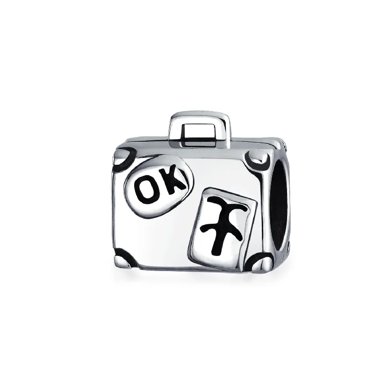 Ladies bracelets ideal proposal gifts-Vacation Travel Suitcase Luggage Charm Bead Sterling Silver for European Bracelet