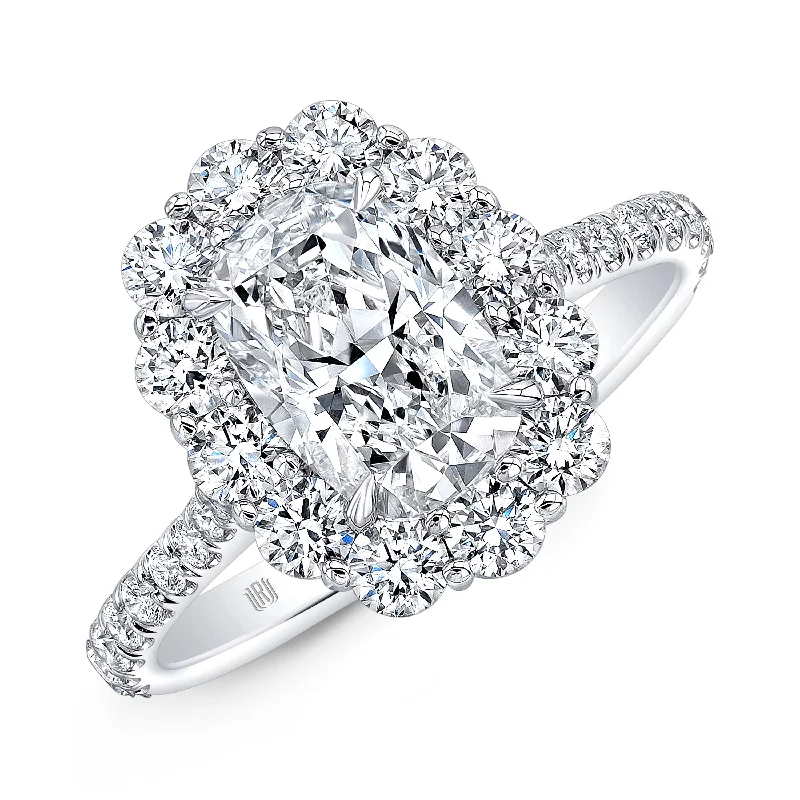 Ladies engagement rings luxurious bands-Cushion Cluster Diamond Engagement Ring