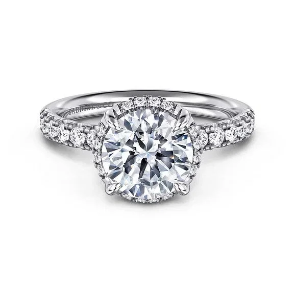 Ladies engagement rings affordable finds-Talisa - 14K White Gold Round Hidden Halo Diamond Engagement Ring (Setting Only)