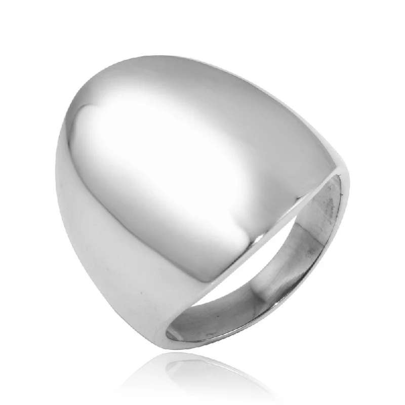 Ladies rings heart-shaped designs-High Polished 925 Sterling Silver Blank Oval Ring - CR00796