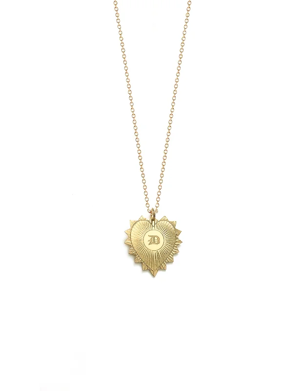 Ladies necklaces chain length guide-Old London Heart Medallion Initials Necklace