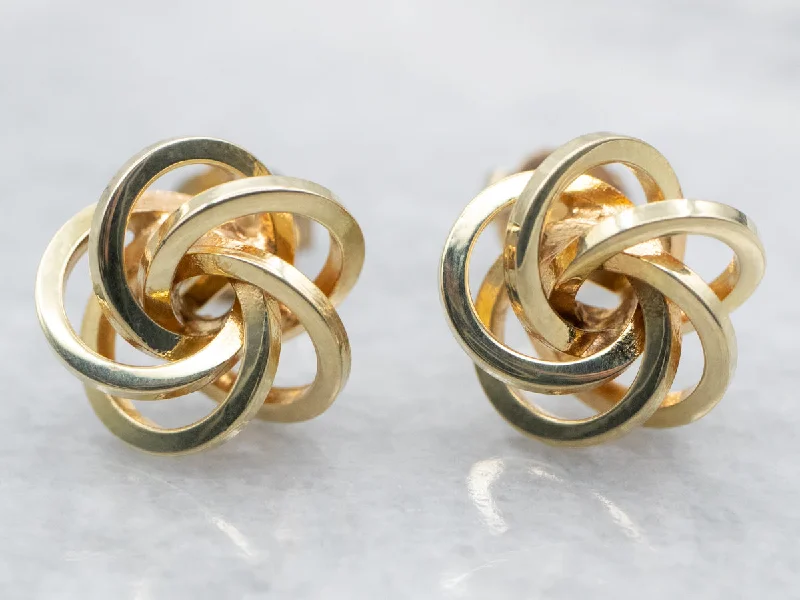 Ladies earrings super large hoops-Yellow Gold Knot Stud Earrings