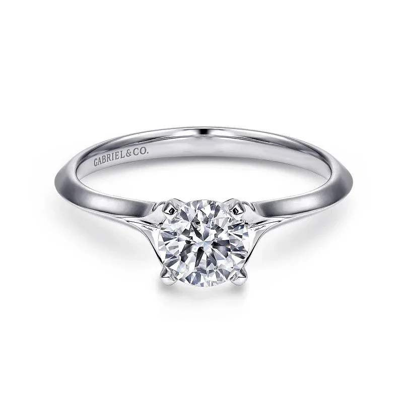 Ladies engagement rings large diamonds-Ellis - 14K White Gold Round Diamond Engagement Ring (Setting Only)