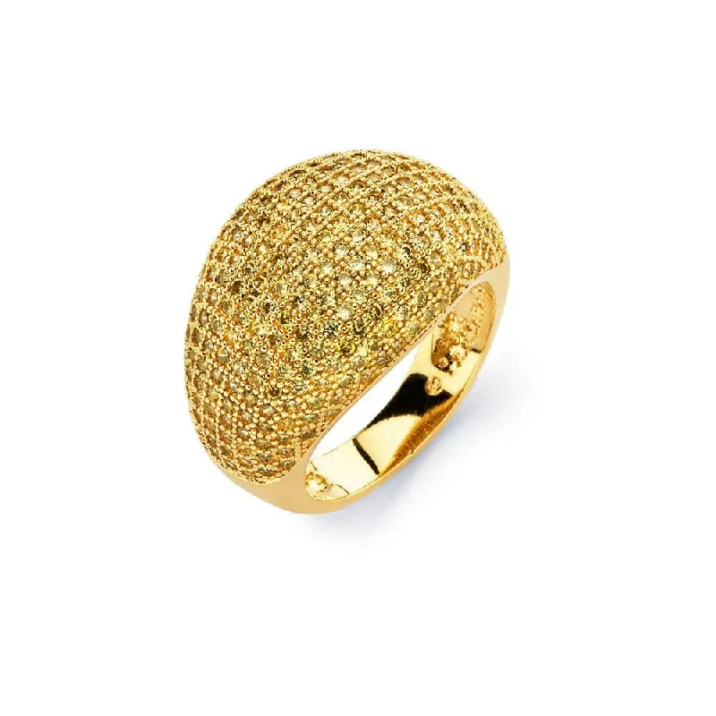 Ladies rings red diamond designs-Silver 925 Gold Plated Clear Micro Pave Set CZ Cigar Band Ring - BGR00756GP