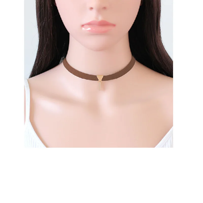 Ladies necklaces conflict-free gemstones-Sexy Sparkles Brown Velvet Choker Necklace for Women Girls Gothic Choker Bolo Tie Chokers