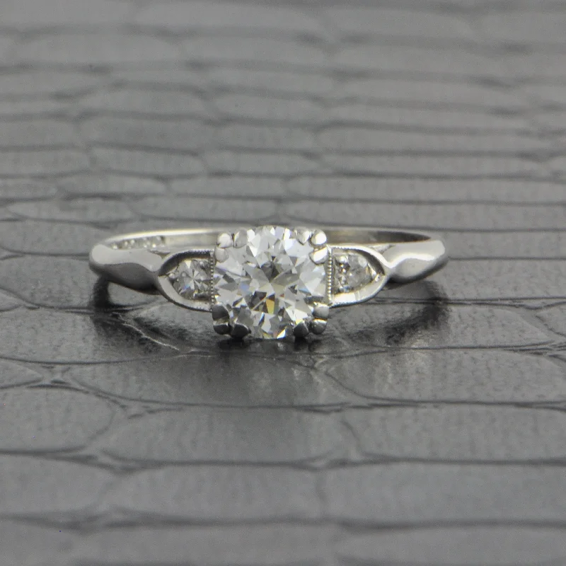 Ladies engagement rings premium choices-Vintage Art Deco .75 ct. Old European Cut Diamond Engagement Ring