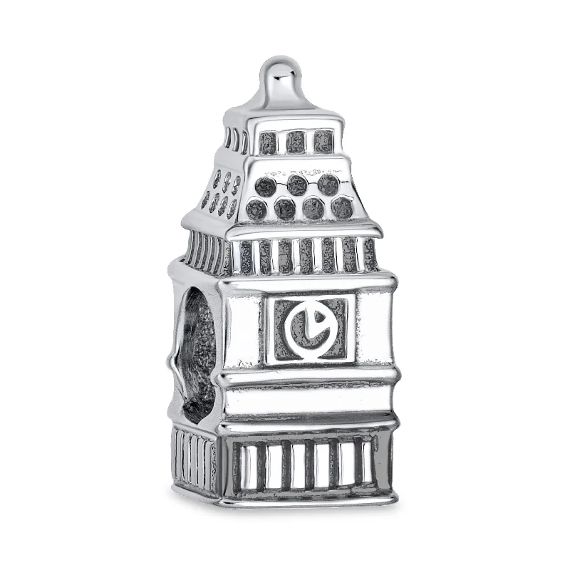 Ladies bracelets signature piece designs-London Big Ben Charm Bead Sterling Silver for European Bracelet