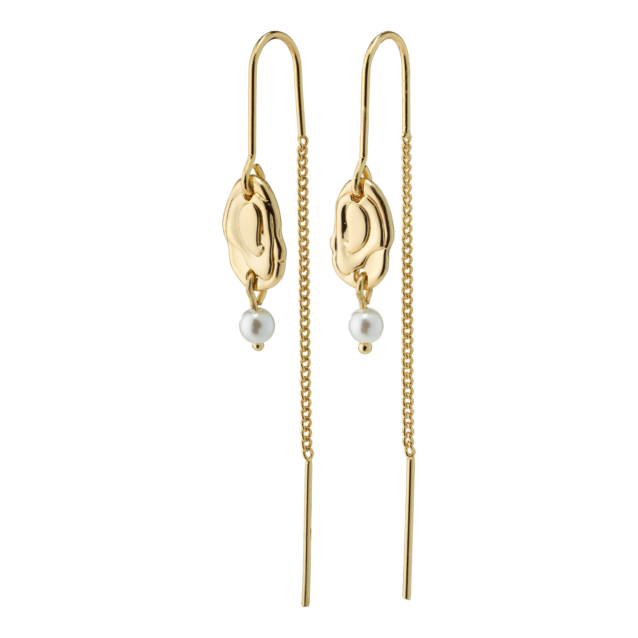 Ladies earrings festive holiday gifts-Emilie Gold Plated Pull Through Earrings