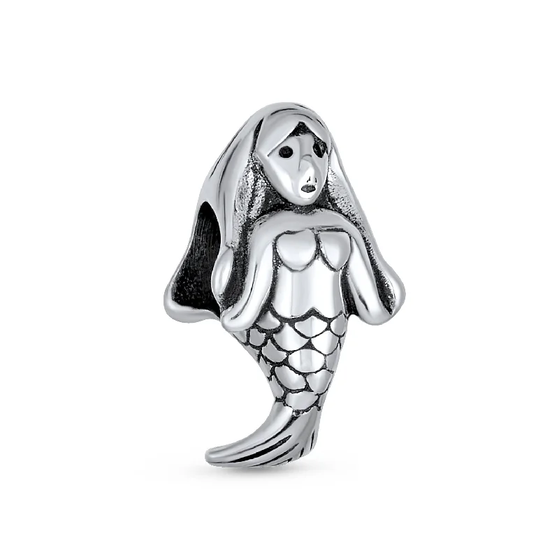 Ladies bracelets celebrity style trends-Tropical Sea Nymph Mermaid Charm Bead Sterling Silver for European Bracelet