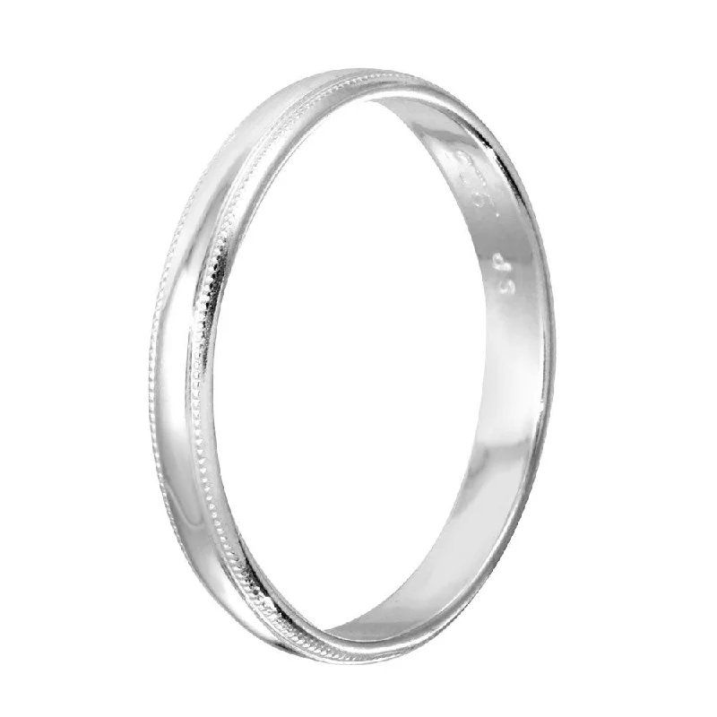 Ladies rings baguette cut styles-High Polished 925 Sterling Silver Bordered Band Ring - RING04