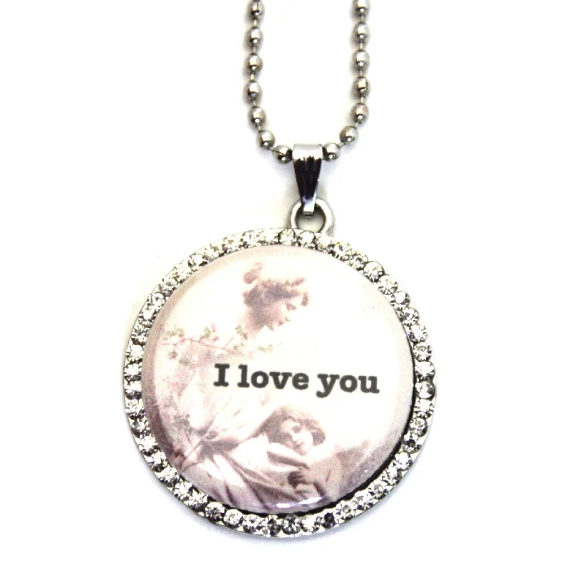 Ladies necklaces recycled metal styles-"I Love You" Necklace