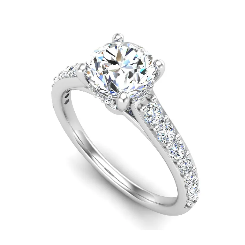 Ladies engagement rings wire-wrapped solitaires-Abigail Pave Engagement Ring with hidden halo