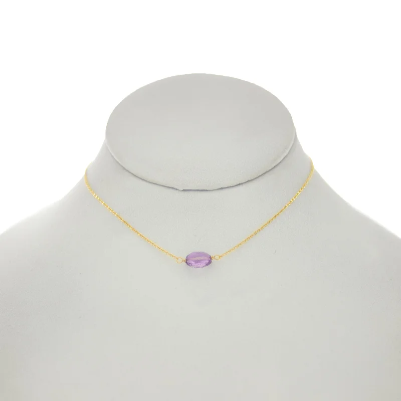 Ladies necklaces zodiac sign necklaces-Ultraviolet - Oval Amethyst Necklace