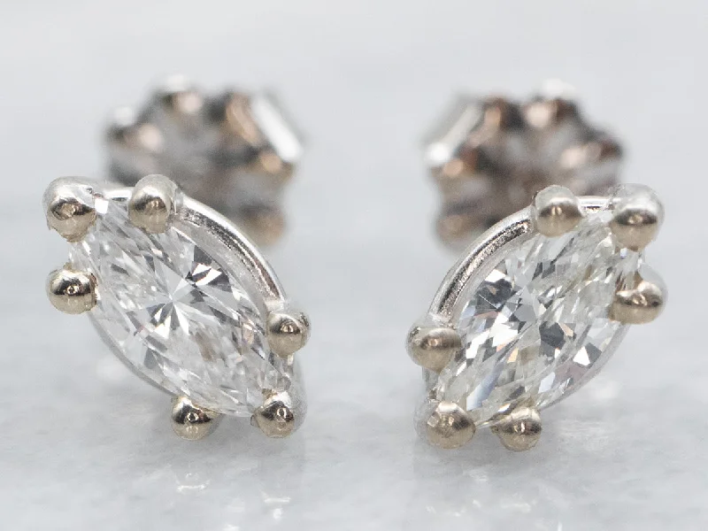 Ladies earrings tiny stud designs-Marquise Cut Diamond Stud Earrings