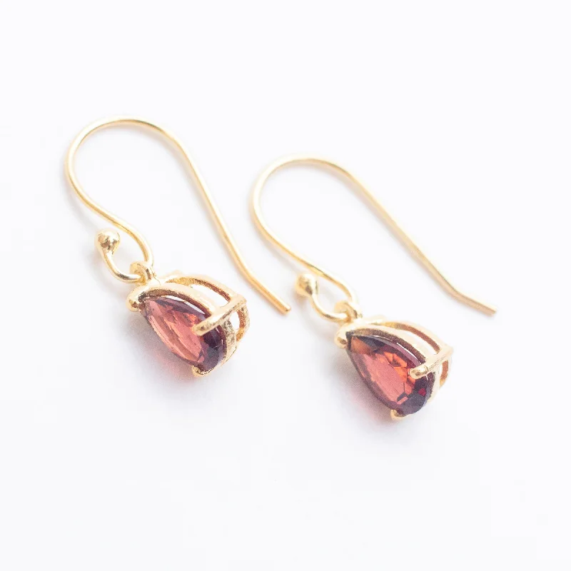 Ladies earrings white diamond styles-Gold Vermeil Garnet Teardrop Earrings