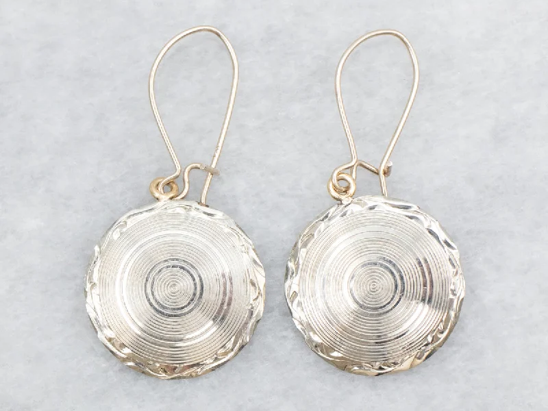 Ladies earrings bohemian flair earrings-White Gold Round Cufflink Conversion Drop Earrings