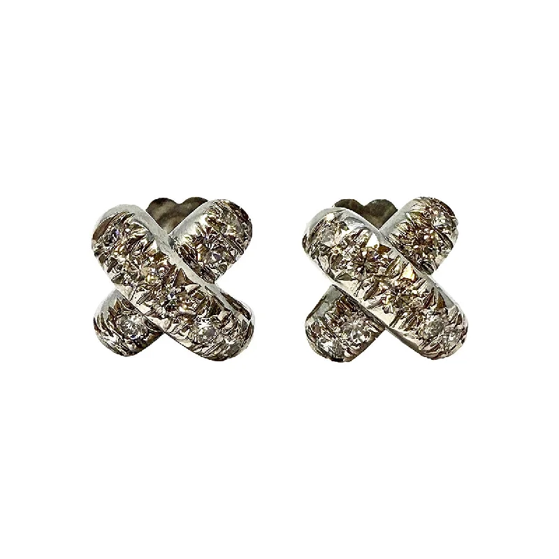 Ladies earrings love token earrings-Platinum Diamond "X" Stud Earrings