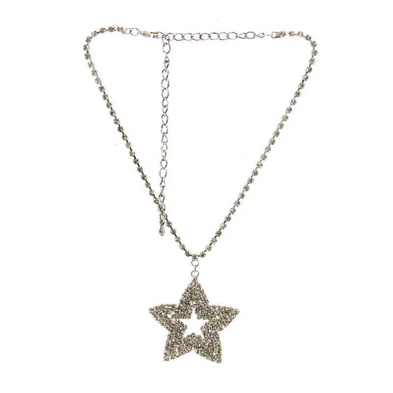 Ladies necklaces easy care necklaces-Rhinestone Star Necklace